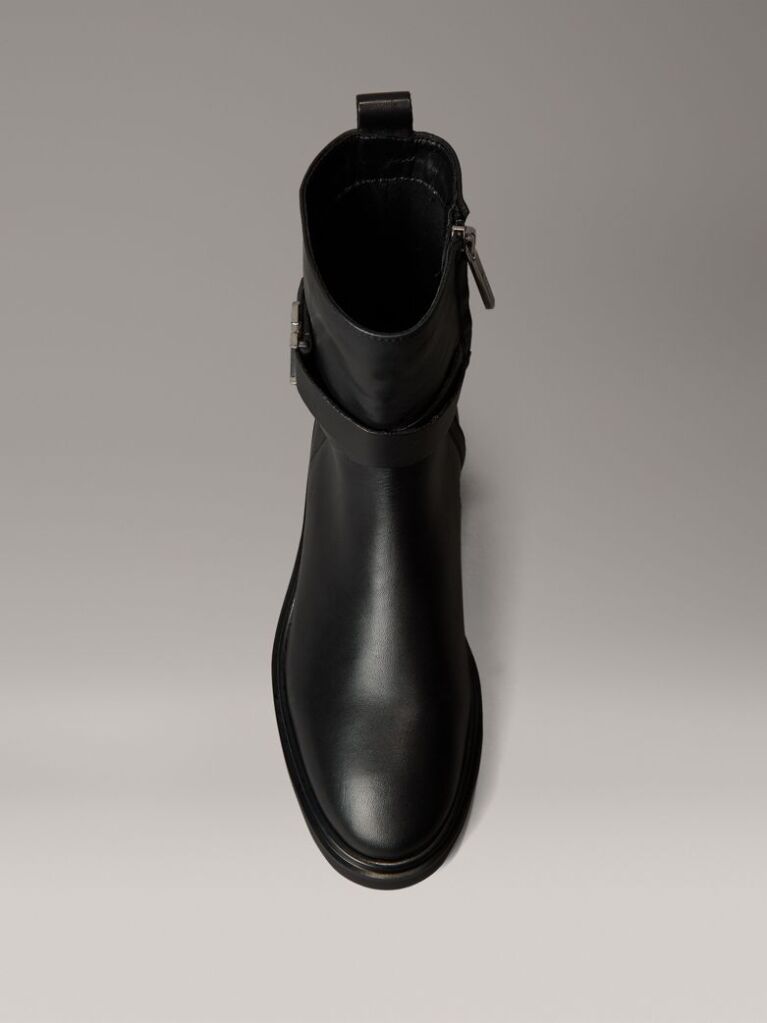 Negru Botine Din Piele Cu Logo Signature  Femei