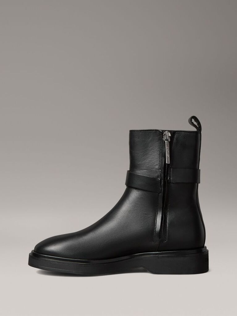 Negru Botine Din Piele Cu Logo Signature  Femei