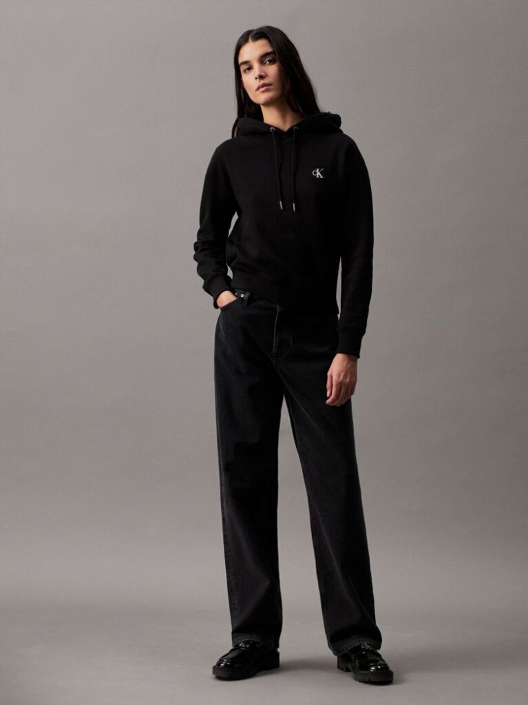 Negru Hanorac Fleece Din Amestec De Bumbac  Femei
