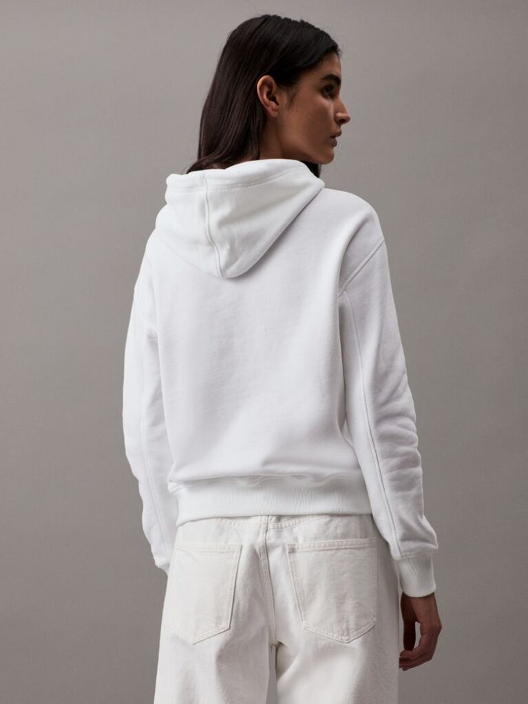 Alb Hanorac Fleece Din Amestec De Bumbac  Femei