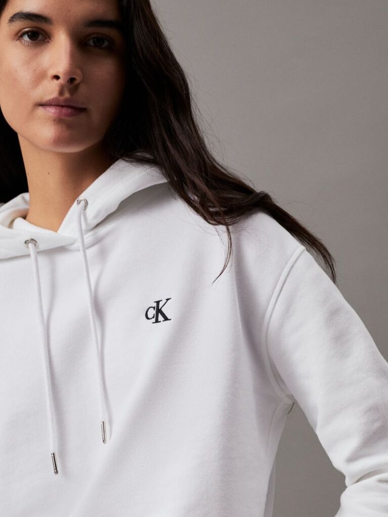 Alb Hanorac Fleece Din Amestec De Bumbac  Femei