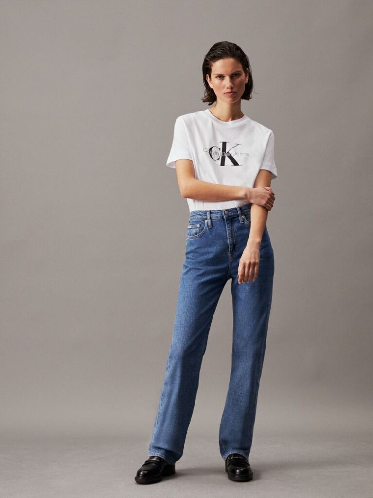 Alb Tricou Cu Logo Monograma  Femei