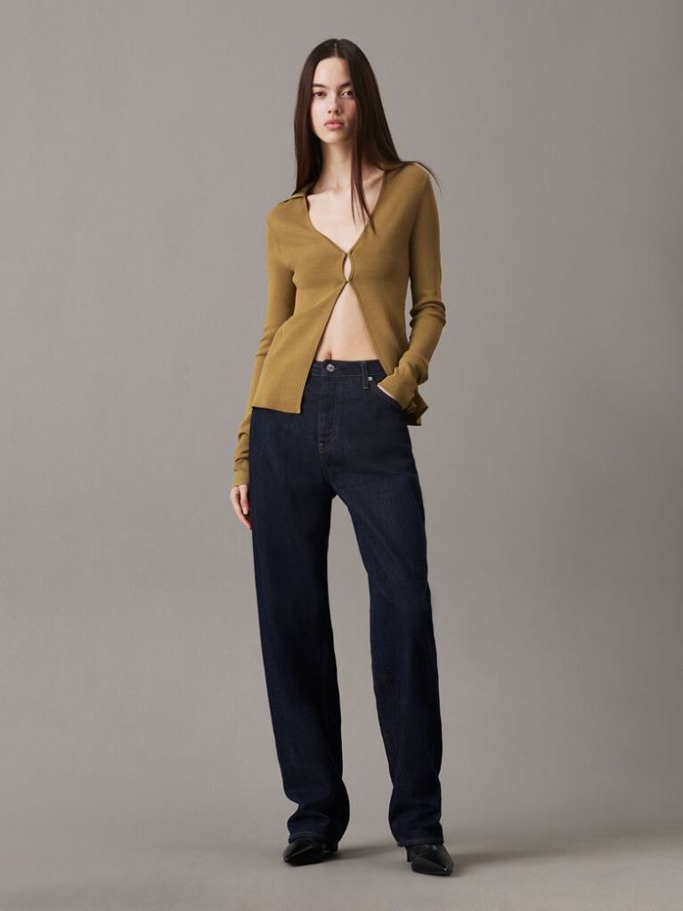 Verde Cardigan Din Tricot Elastic Cu Croiala Slim  Femei