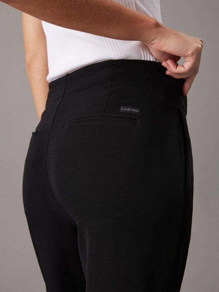 Negru Pantaloni Slim Din Crep Cu Tiv Despicat  Femei