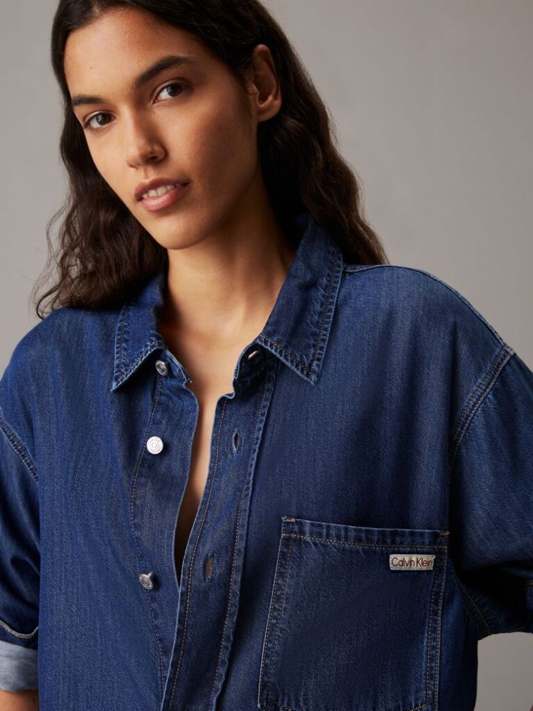 Denim Rochie-Camasa Din Denim Cu Curea  Femei