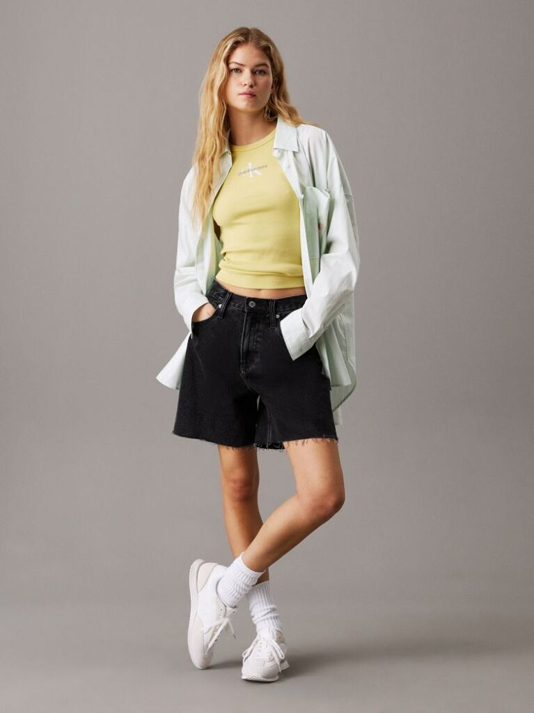 Negru Pantaloni Scurti Denim Stil Bermuda  Femei