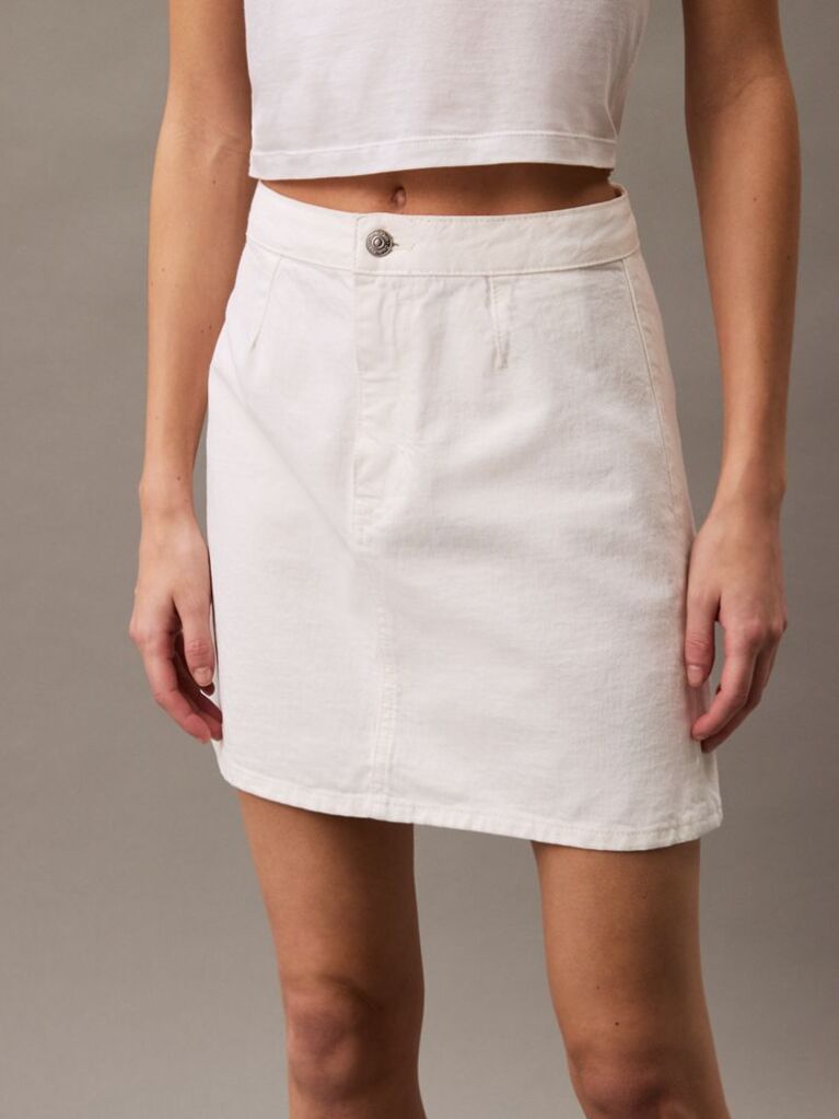 Denim Fusta Mini Denim Cu Croiala A-Line  Femei