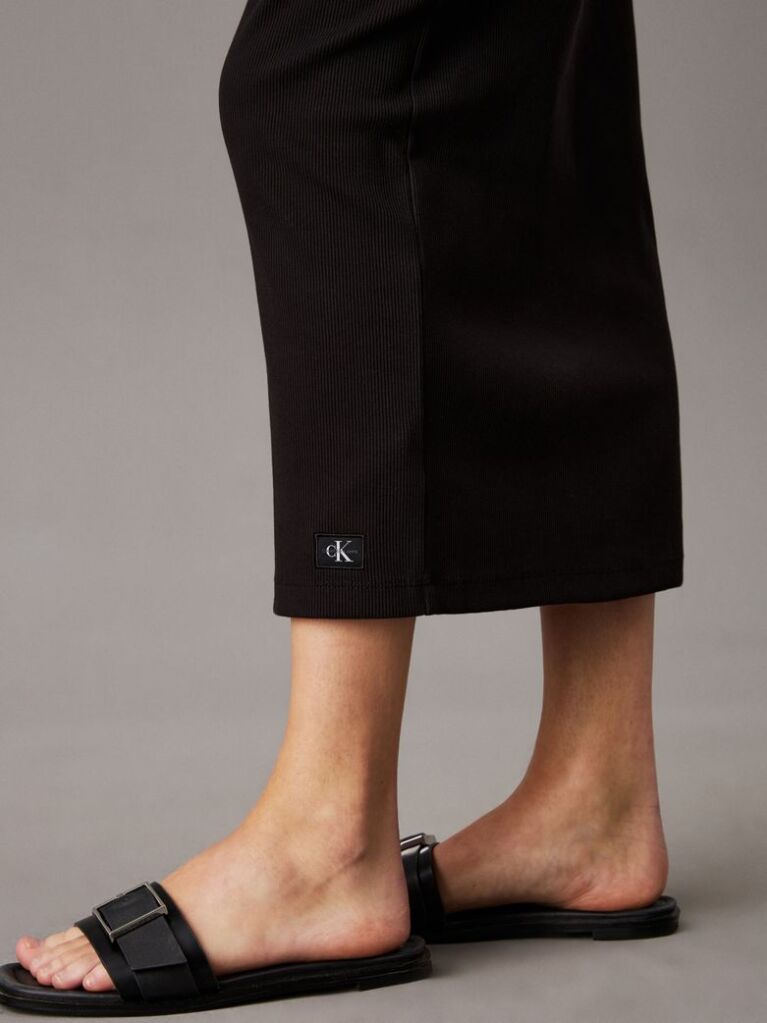 Negru Rochie Fara Bretele Din Bumbac Cu Textura Rib  Femei