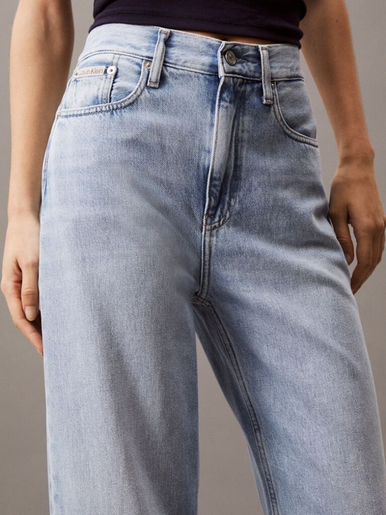 Denim Blugi Cu Talie Inalta Si Croiala Barrel  Femei