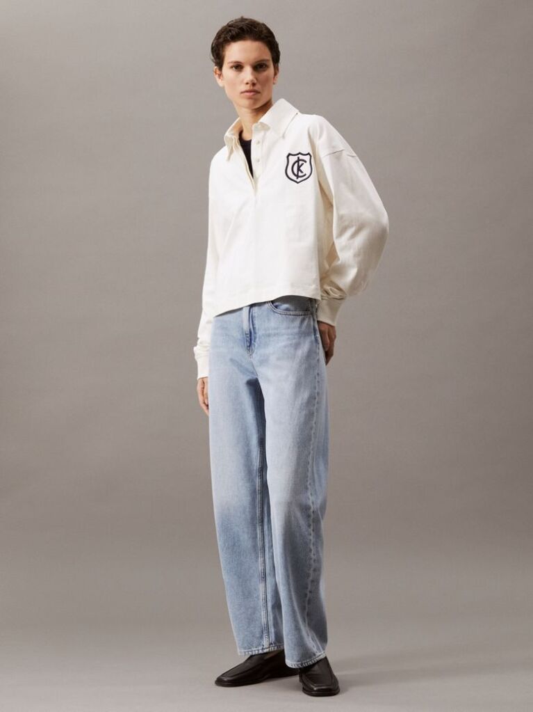 Denim Blugi Cu Talie Inalta Si Croiala Barrel  Femei