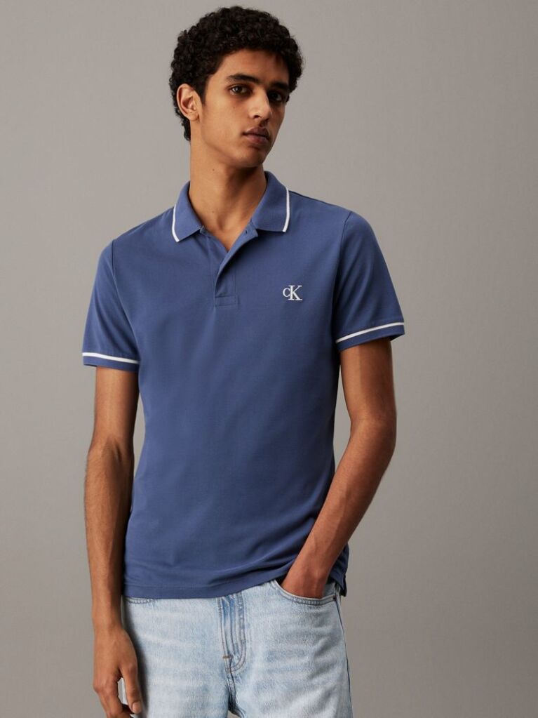 Albastru Tricou Polo Slim  Barbati