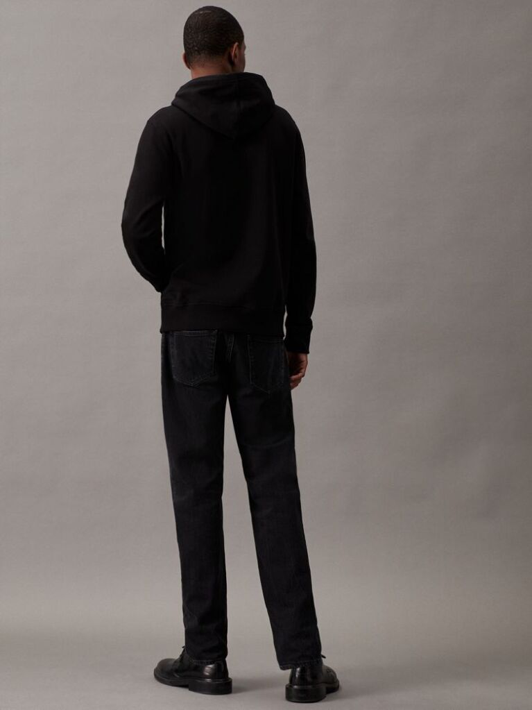 Negru Hanorac Fleece Din Amestec De Bumbac  Barbati