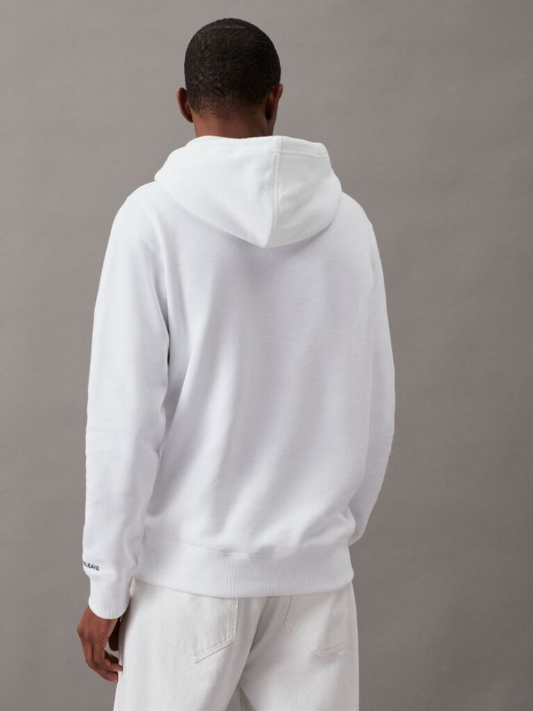 White Cotton Blend Fleece Hoodie  Men