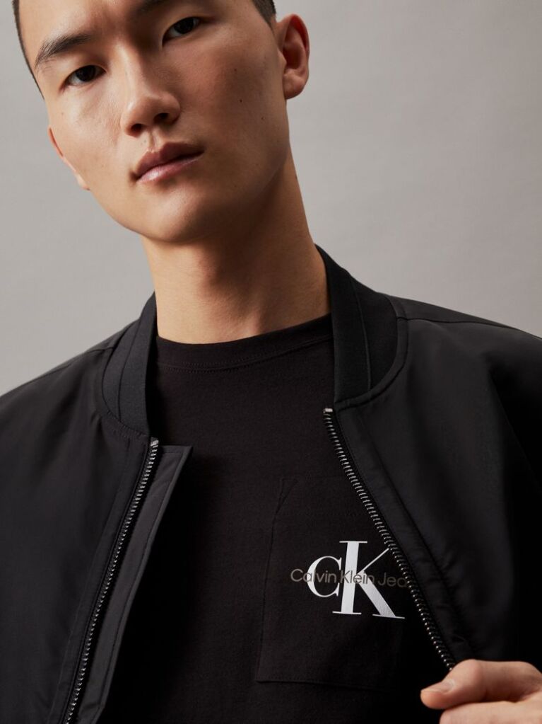Black Slim Monogram Pocket T-Shirt  Men