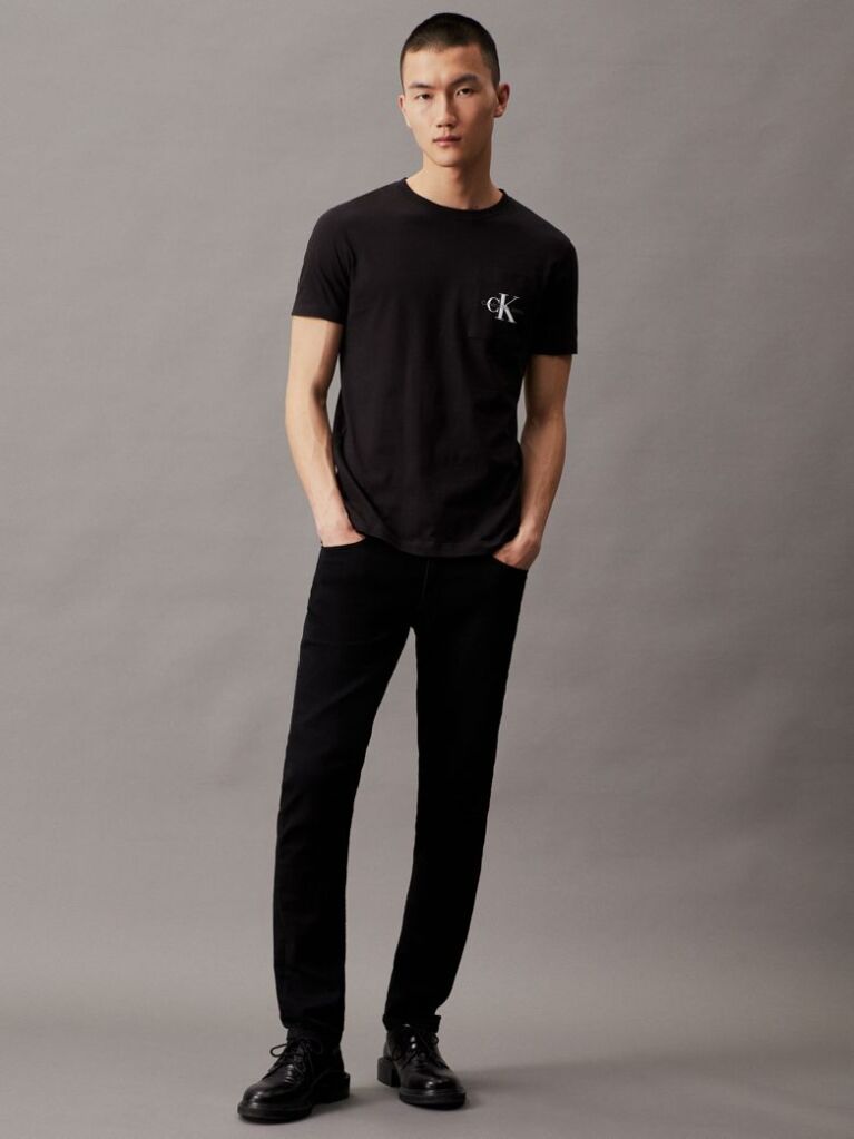 Black Slim Monogram Pocket T-Shirt  Men