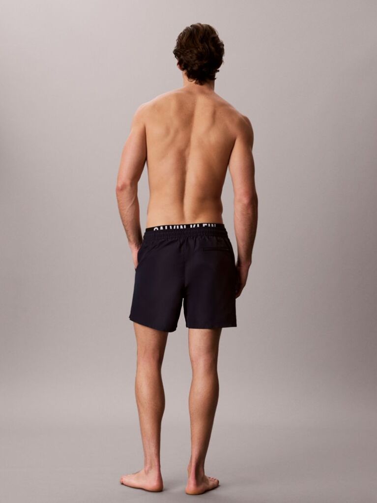 Negru Pantaloni Scurti De Baie Cu Elastic Dublu La Talie - Intense Power  Barbati