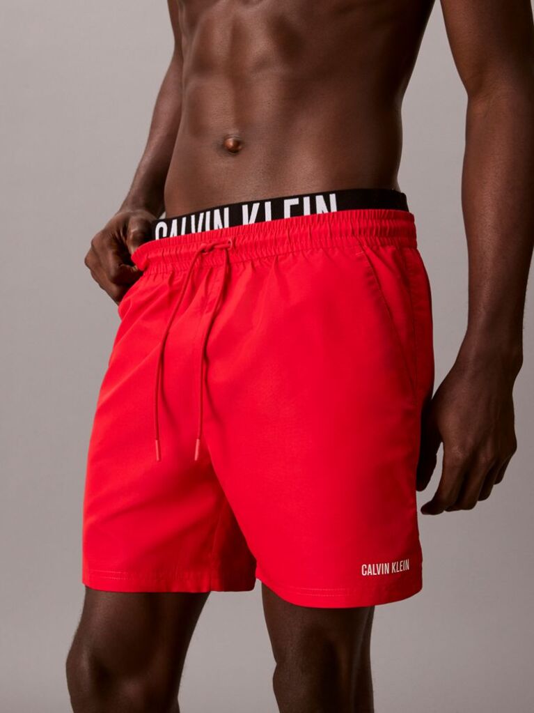 Rosu Pantaloni Scurti De Baie Cu Elastic Dublu La Talie - Intense Power  Barbati