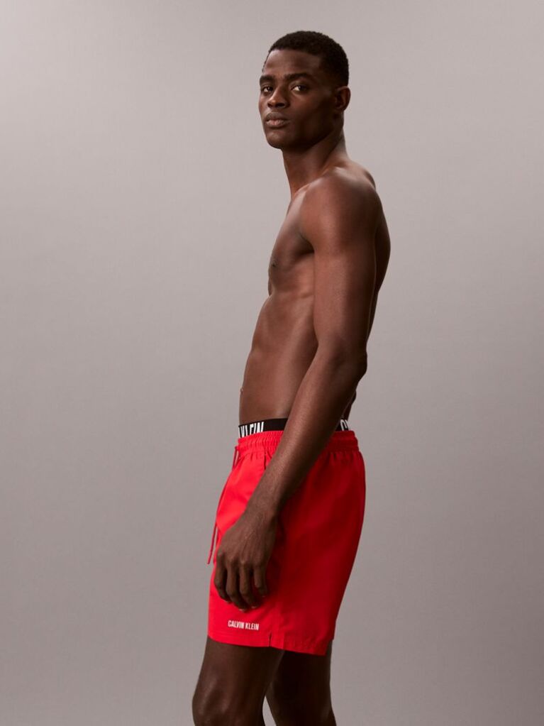 Rosu Pantaloni Scurti De Baie Cu Elastic Dublu La Talie - Intense Power  Barbati