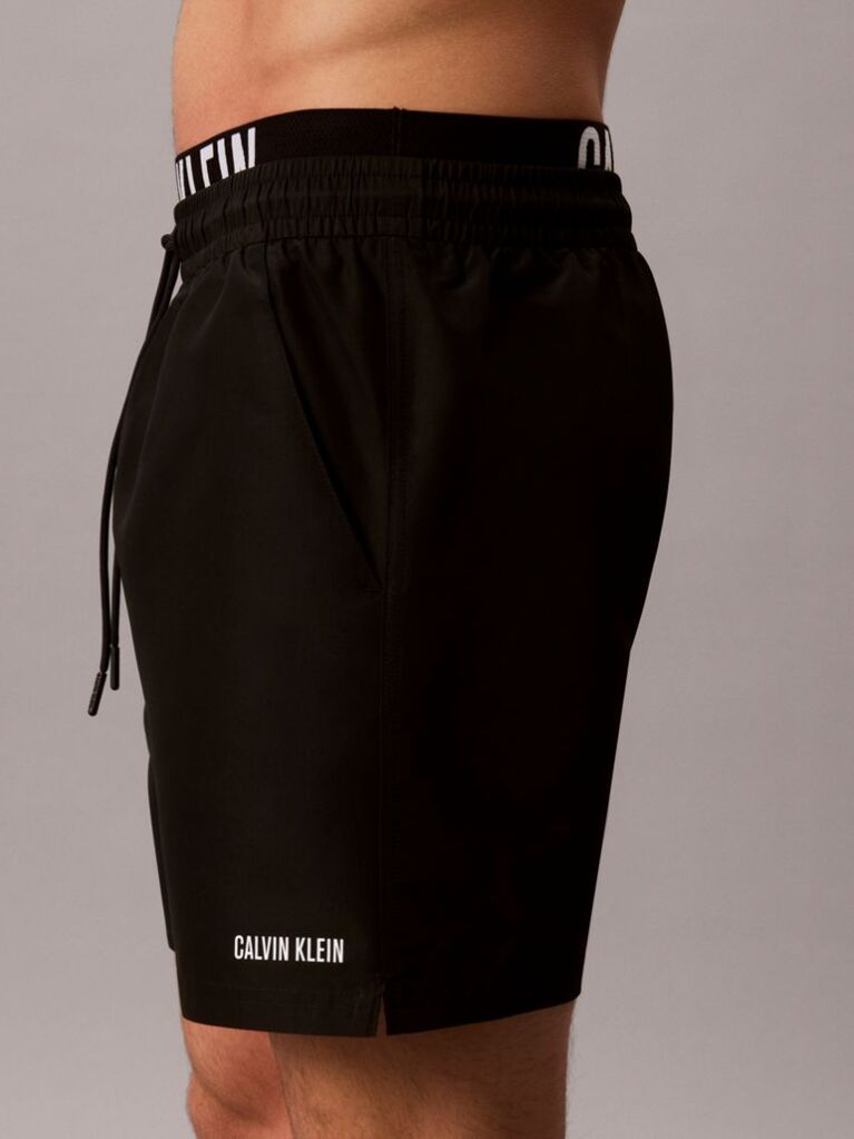Negru Pantaloni Scurti De Baie Cu Elastic Dublu La Talie - Intense Power  Barbati
