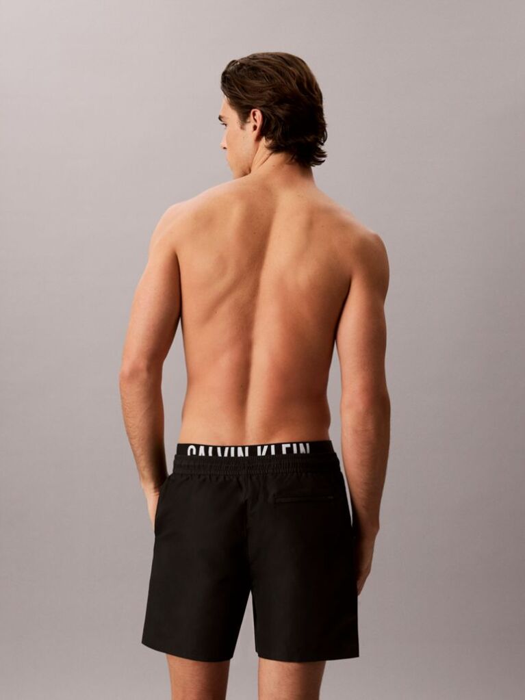 Negru Pantaloni Scurti De Baie Cu Elastic Dublu La Talie - Intense Power  Barbati