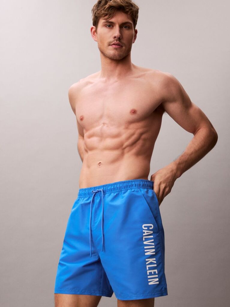 Albastru Pantaloni Scurti De Baie Medii Cu Snur - Intense Power  Barbati