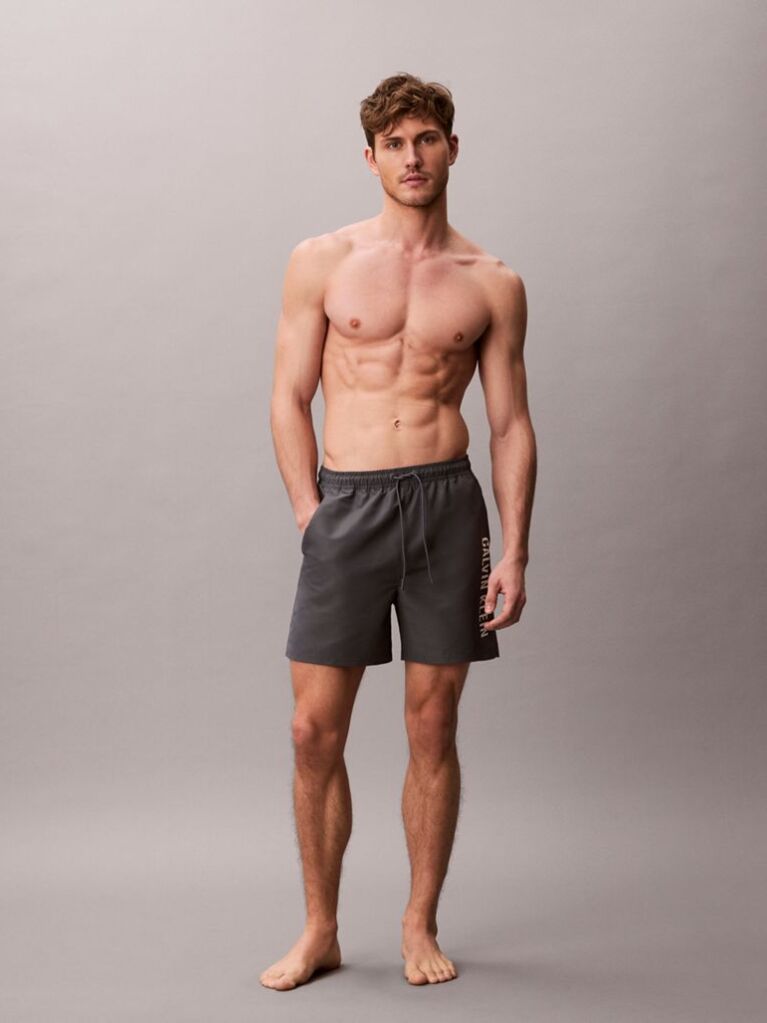 Gri Pantaloni Scurti De Baie Medii Cu Snur - Intense Power  Barbati