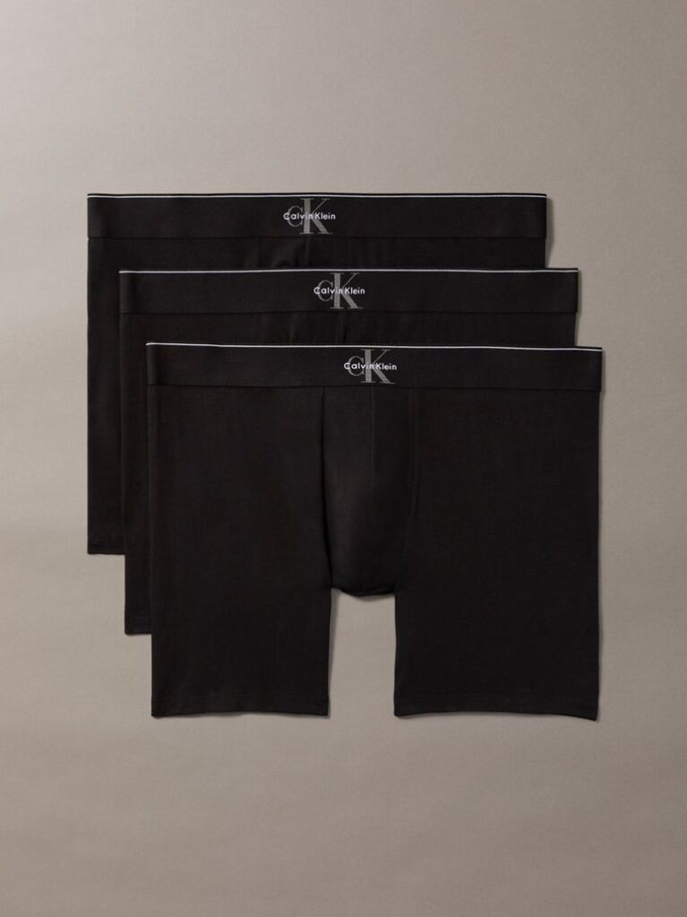 Negru Boxeri Tip Slip Din Bumbac Elastic Cu Monograma Grafica  Barbati