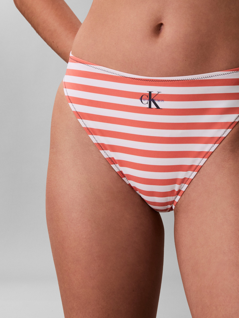 Portocaliu Slip De Baie Cu Talie Inalta - CK Monogram  Femei