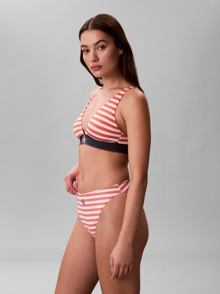 Portocaliu Slip De Baie Cu Talie Inalta - CK Monogram  Femei