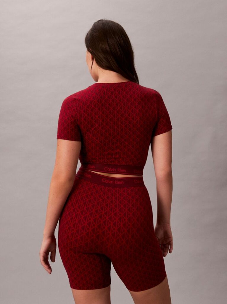 Rosu Top Cu Maneca Scurta - Shapewear Cu Logo Icon  Femei