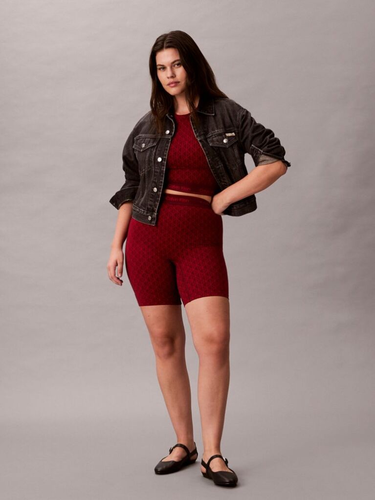 Rosu Top Cu Maneca Scurta - Shapewear Cu Logo Icon  Femei