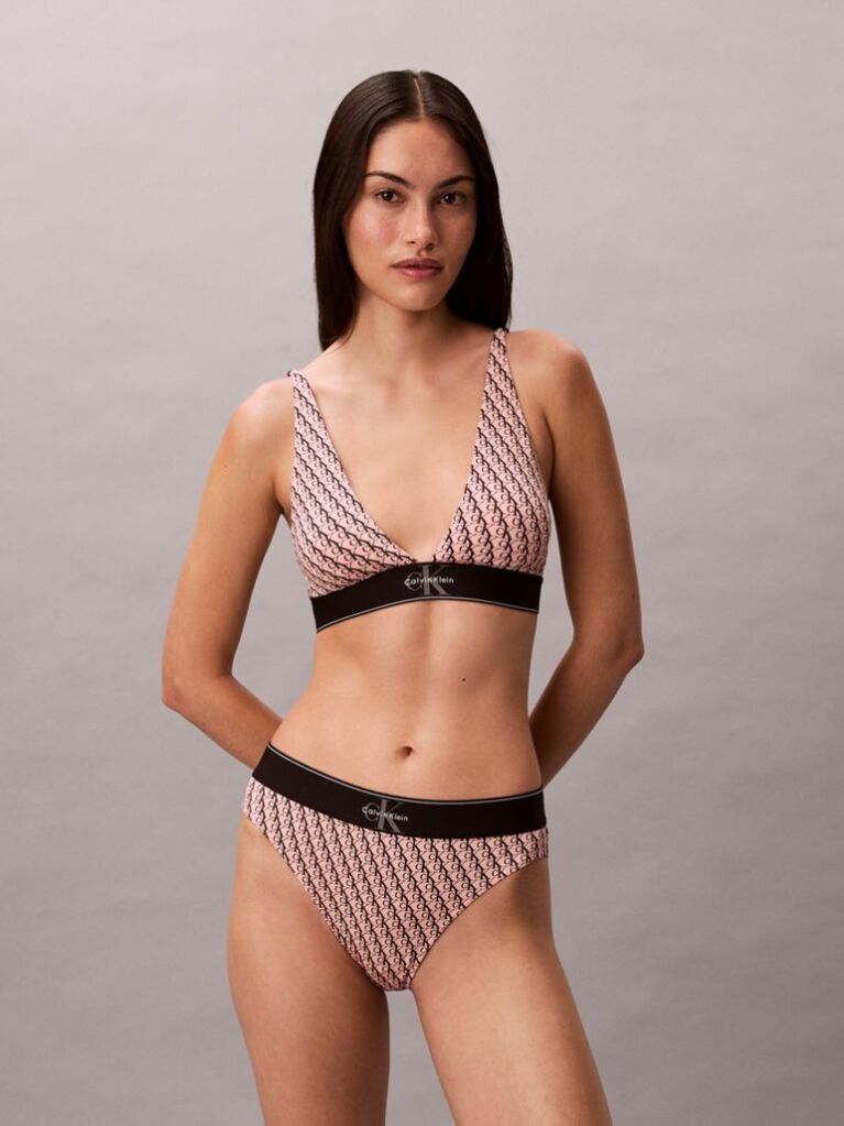 Roz Sutien Bralette Triunghi - Monograma Grafica Din Microfibra  Femei
