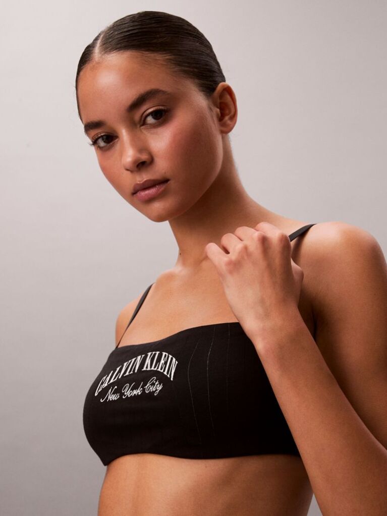 Negru Bralette Tip Bandeau - Heritage Classic Cotton  Femei