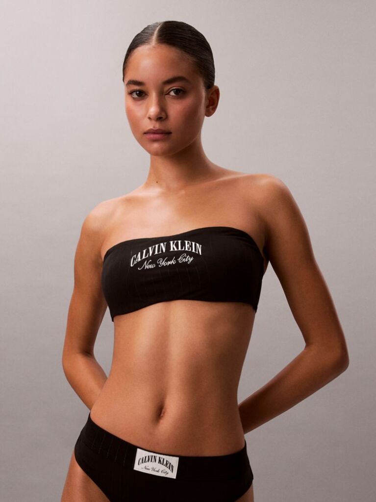 Negru Bralette Tip Bandeau - Heritage Classic Cotton  Femei