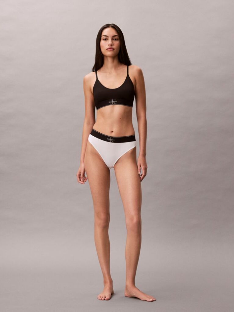 Negru Bralette Fara Captuseala – Monograma Grafica Din Microfibra Elastica  Femei