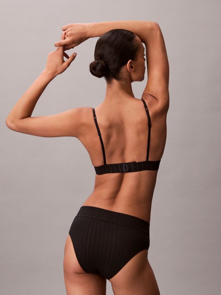 Negru Bralette Tip Triunghi Usor Captusit - Heritage Classic Cotton Stretch  Femei