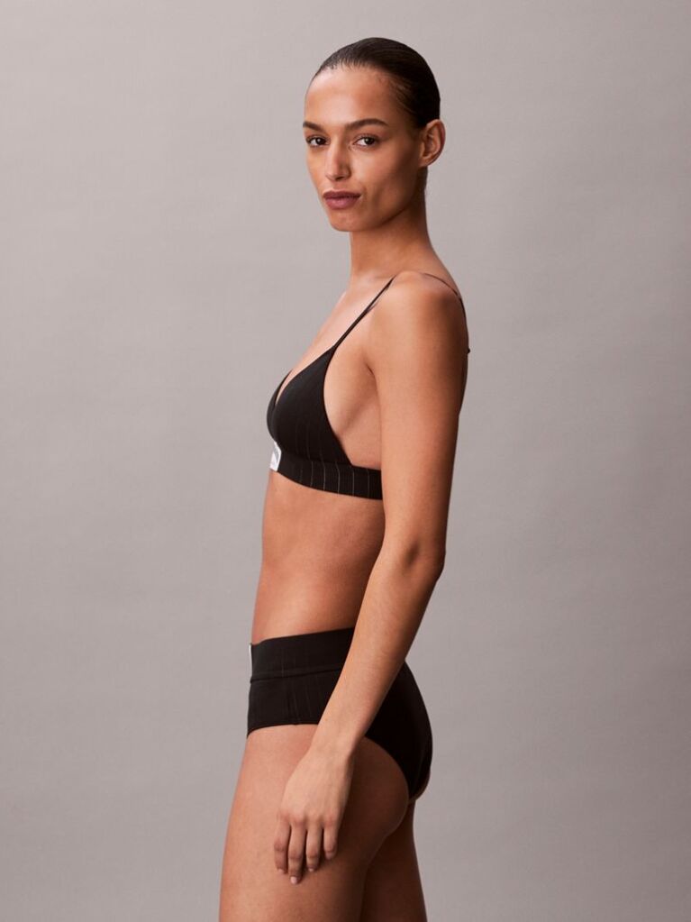 Negru Bralette Tip Triunghi Usor Captusit - Heritage Classic Cotton Stretch  Femei