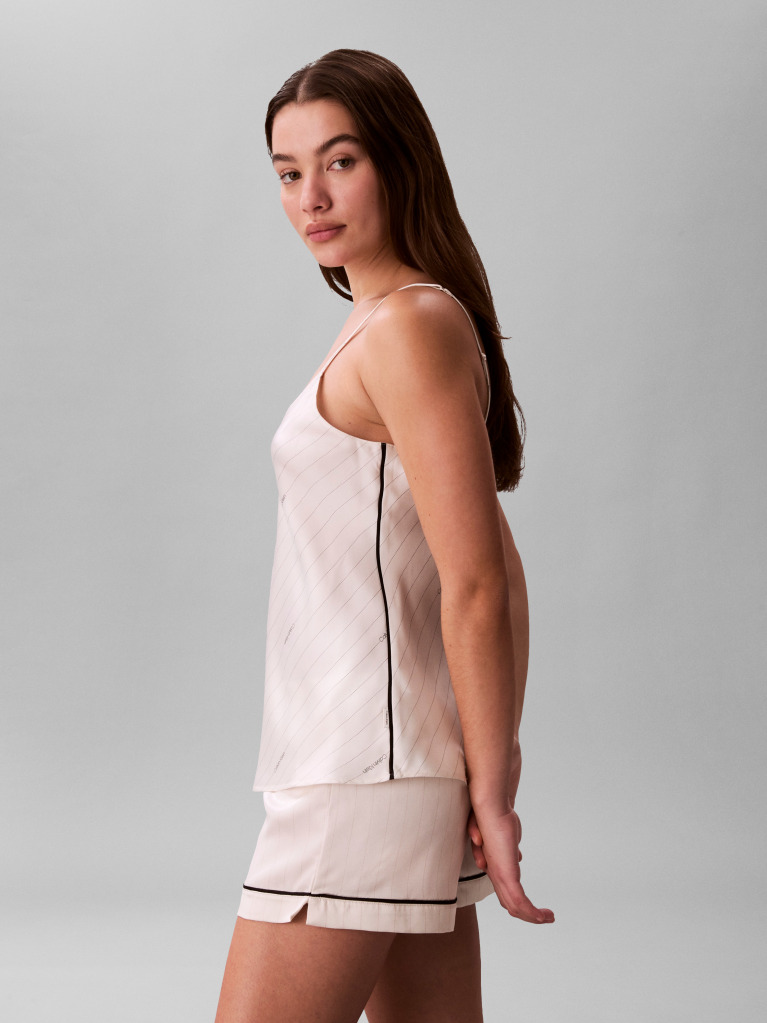 Alb Top De Pijama Tip Camisola Din Satin  Femei