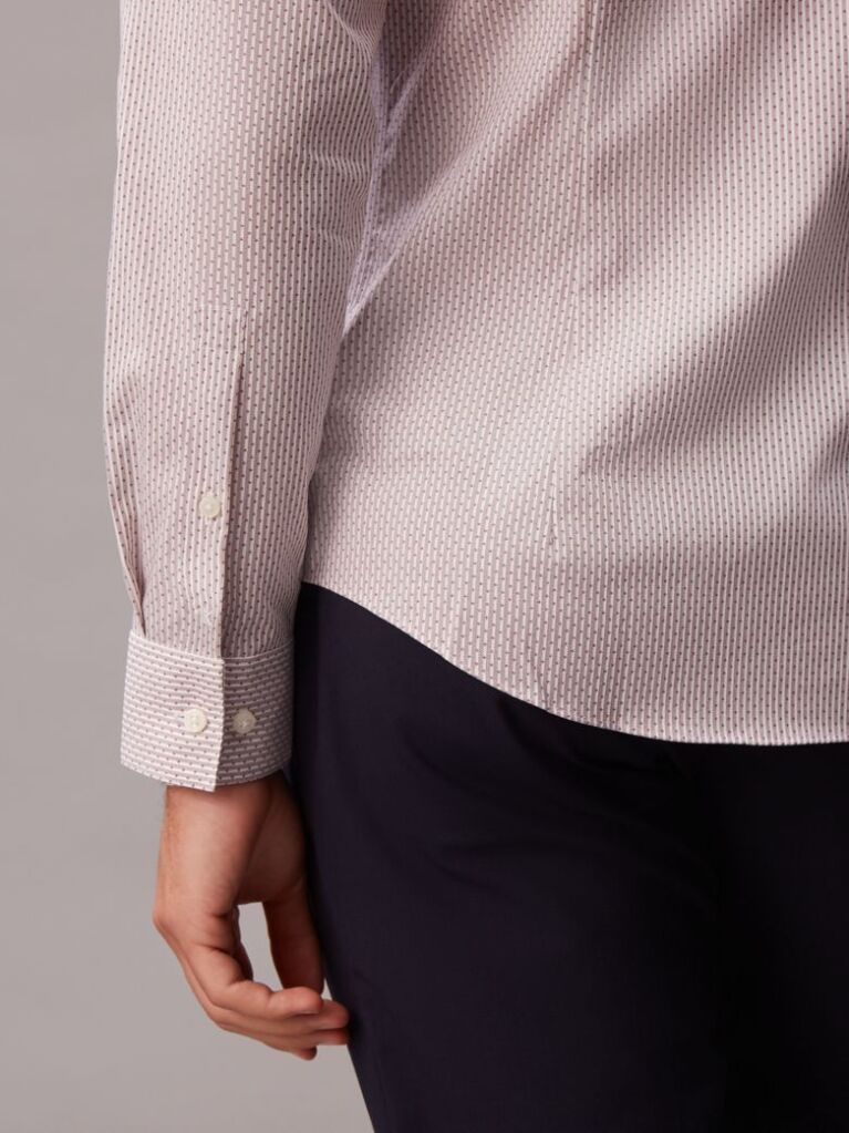 Red Slim Fit Micro Print Non Iron Shirt  Men
