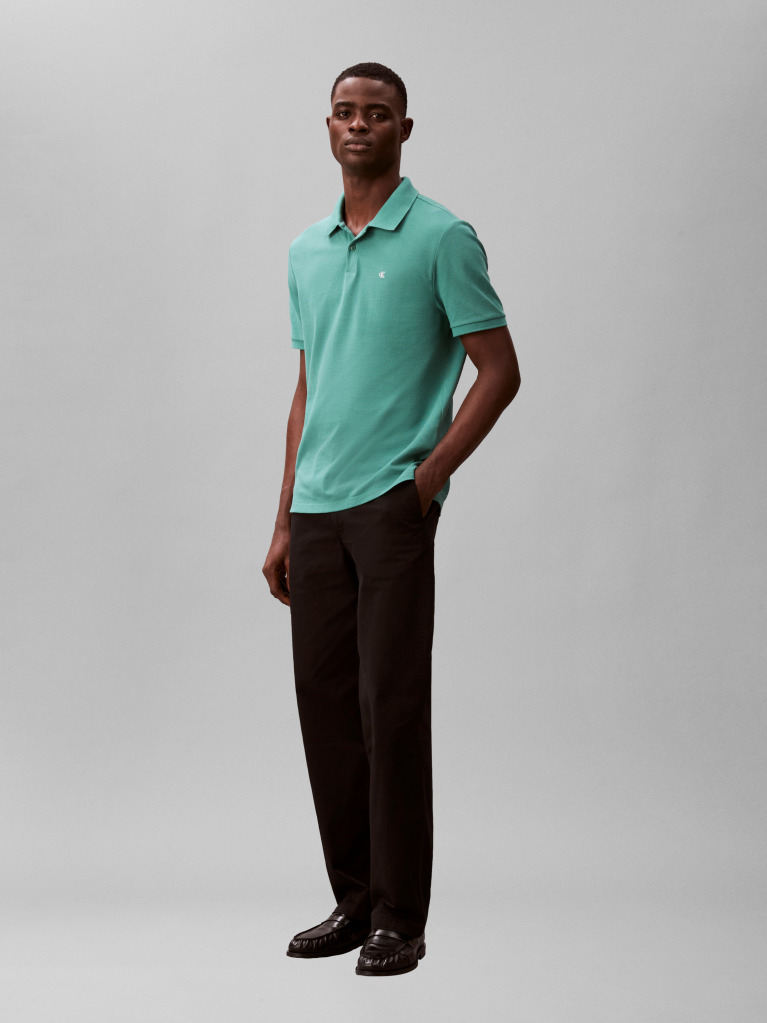 Verde Tricou Polo Din Bumbac Piqué  Barbati