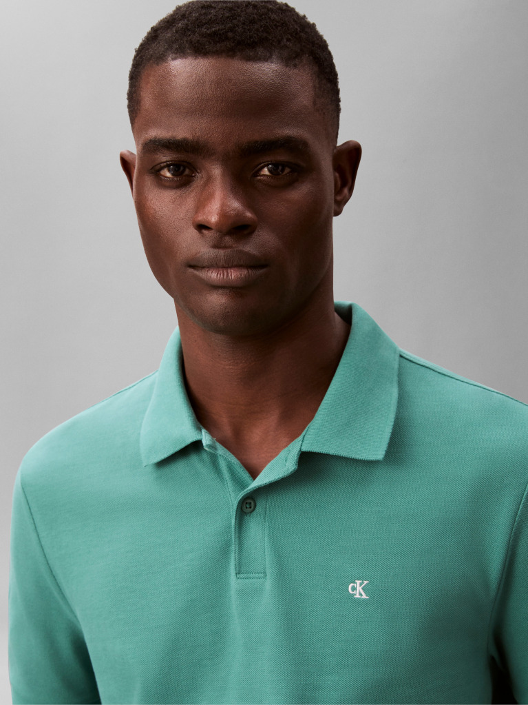 Verde Tricou Polo Din Bumbac Piqué  Barbati