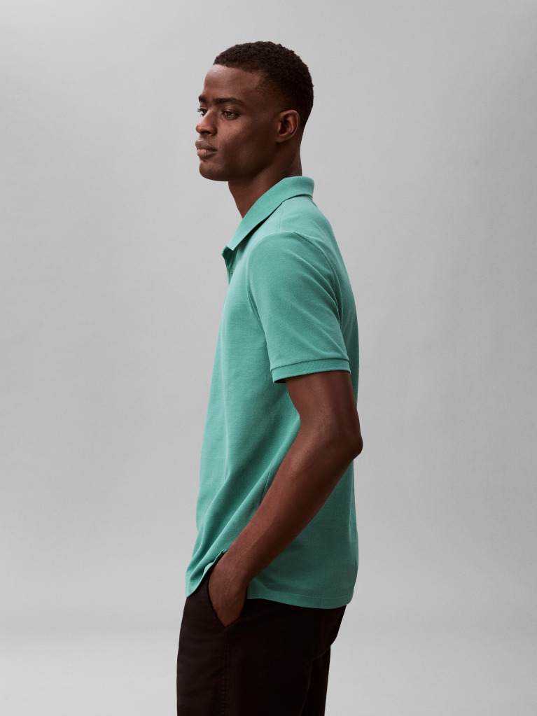 Verde Tricou Polo Din Bumbac Piqué  Barbati