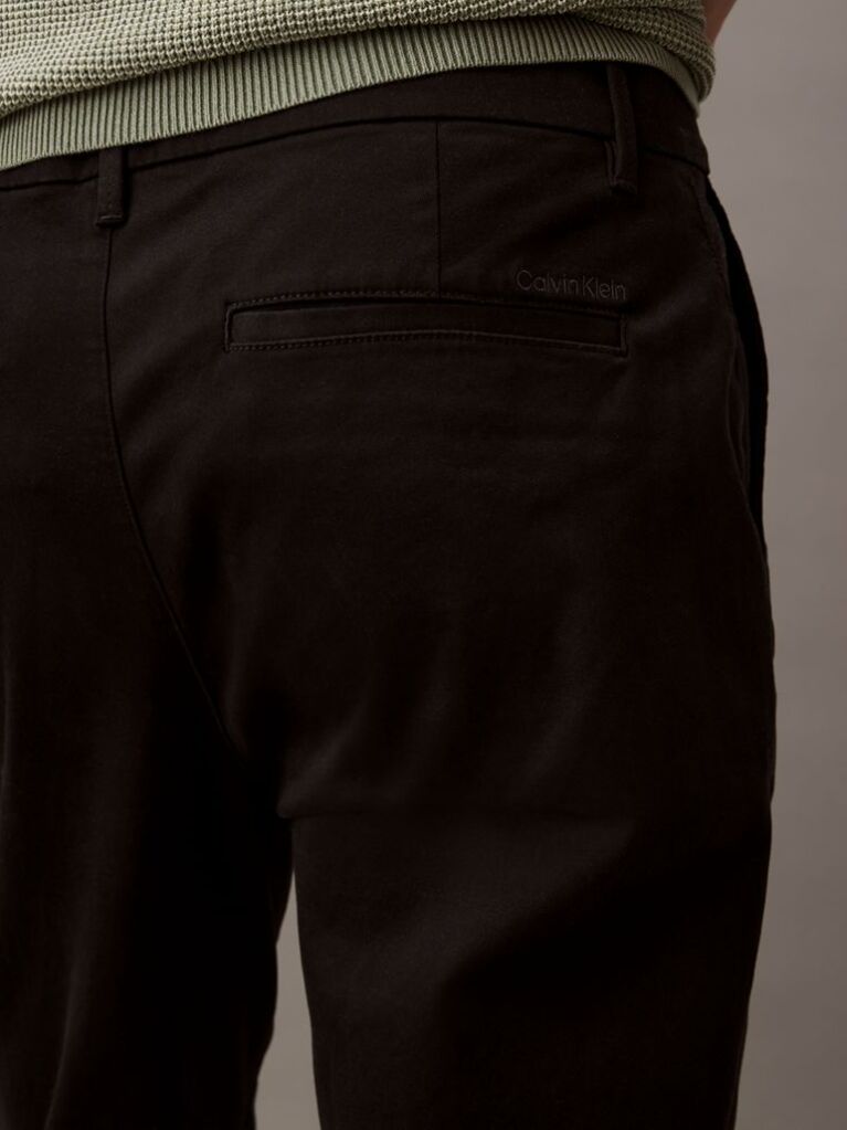 Negru Pantaloni Slim Din Bumbac Elastic  Barbati