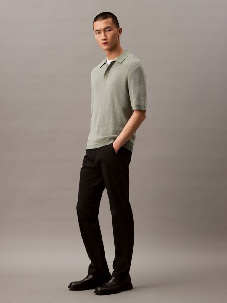 Negru Pantaloni Slim Din Bumbac Elastic  Barbati