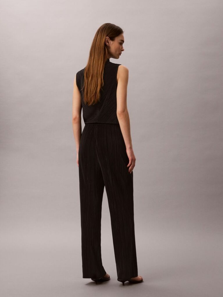 Negru Pantaloni Lounge Plisati Cu Talie Elastica  Femei