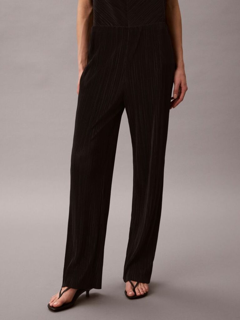 Negru Pantaloni Lounge Plisati Cu Talie Elastica  Femei