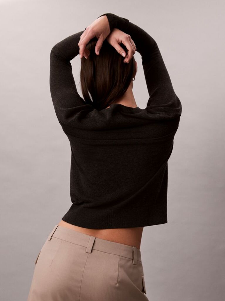 Negru Cardigan Fine Gauge Din Viscoza  Femei