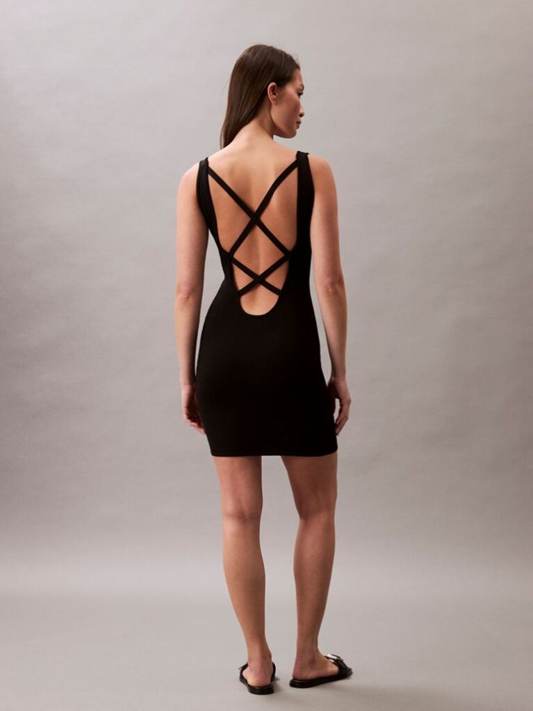 Negru Rochie Mini Cu Spate Decupat Incrucisat  Femei
