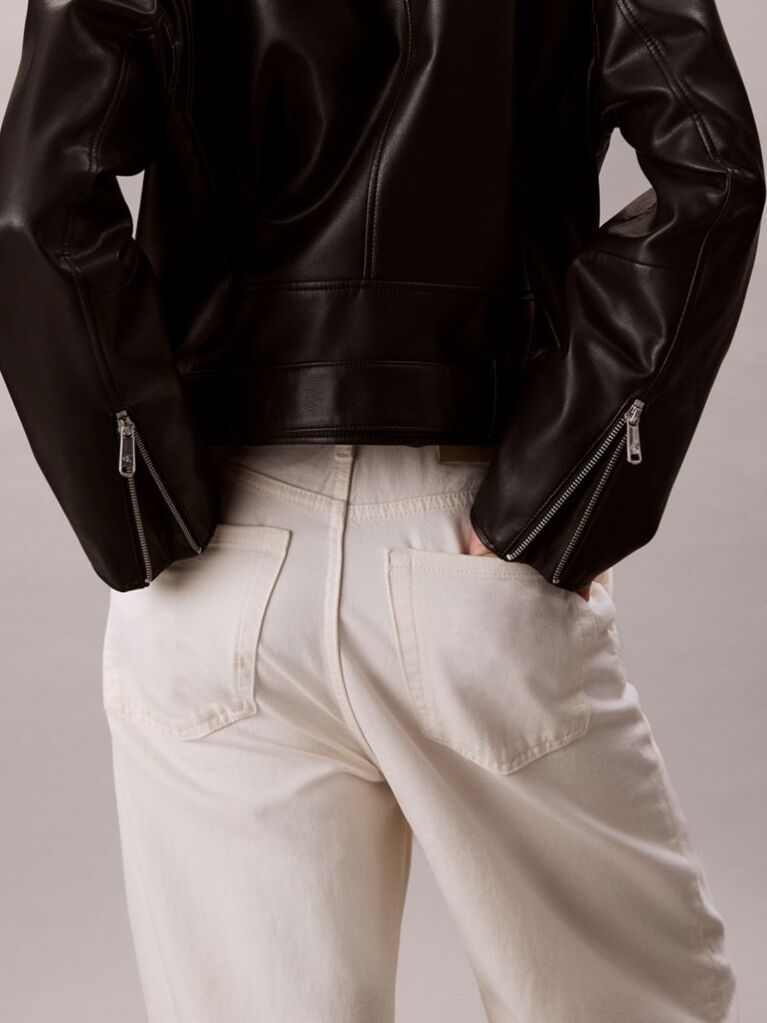 Black Faux Leather Biker Jacket  Women