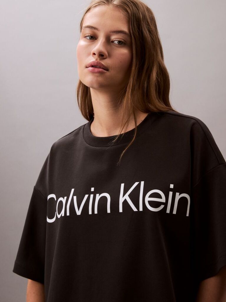 Negru Tricou Boxy Cropped Cu Logo Grafic  Femei